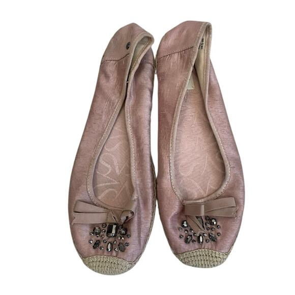 Simply Vera Vera Wang Svorla Pink Rhinestone Beaded Embellished Bow Flats - Picture 2 of 7